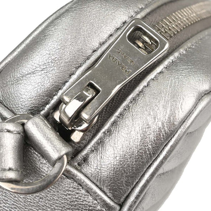 Prada Silver Lambskin Diagramme Camera Bag Shoulder Bag