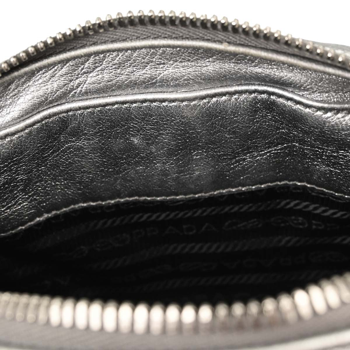Prada Silver Lambskin Diagramme Camera Bag Shoulder Bag