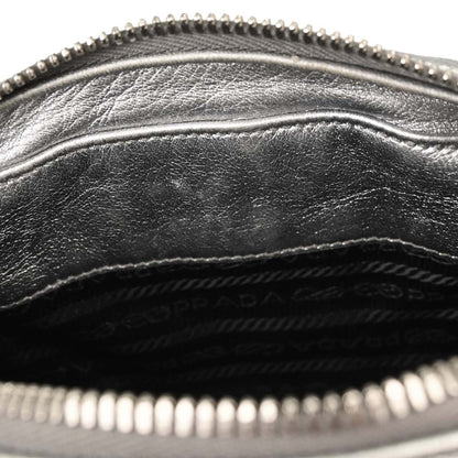 Prada Silver Lambskin Diagramme Camera Bag Shoulder Bag