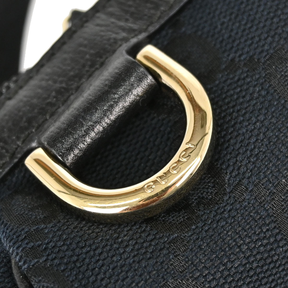 Gucci Black Canvas GG Abbey D Ring Handbag