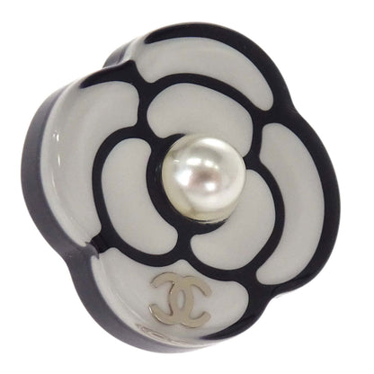 Chanel Camellia Pierced Earrings Gold Costume Pearl D19P