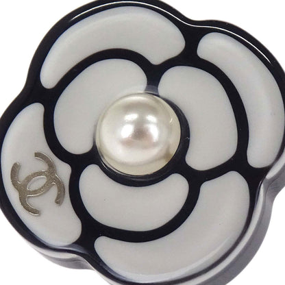 Chanel Camellia Pierced Earrings Gold Costume Pearl D19P