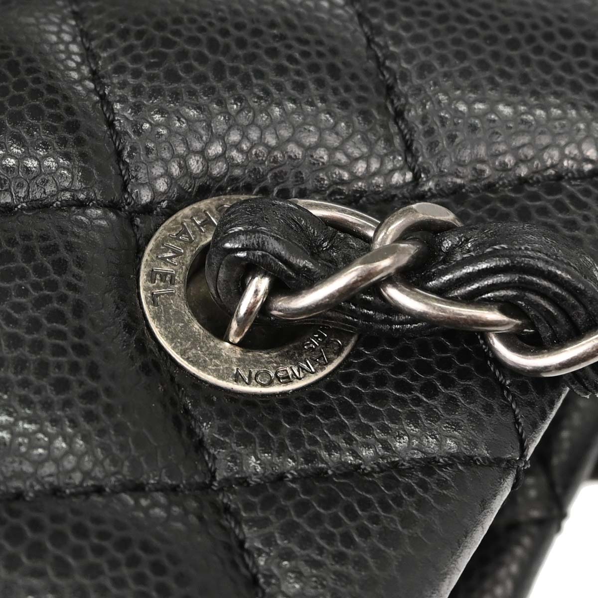 Chanel Black Caviar Skin Rock In Rome Shopping Tote Chain Handbag