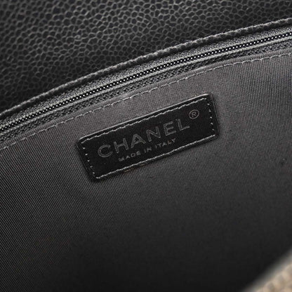 Chanel Black Caviar Skin Rock In Rome Shopping Tote Chain Handbag
