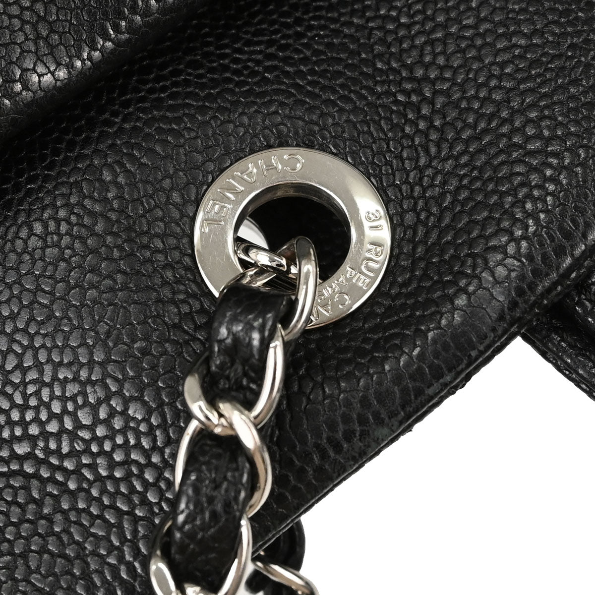 Chanel Black Caviar Skin Tote 2way Shoulder Handbag