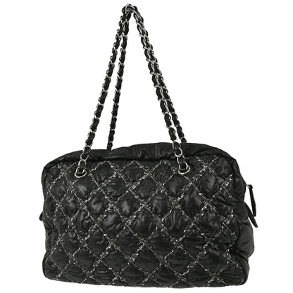 Chanel Black Quilted Nylon Tweed Stitch Paris-Byzance Bowling Bag