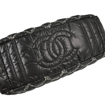 Chanel Black Quilted Nylon Tweed Stitch Paris-Byzance Bowling Bag
