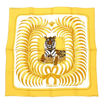 Hermes Scarf Carre 45 Tigre Royal Yellow Small Good