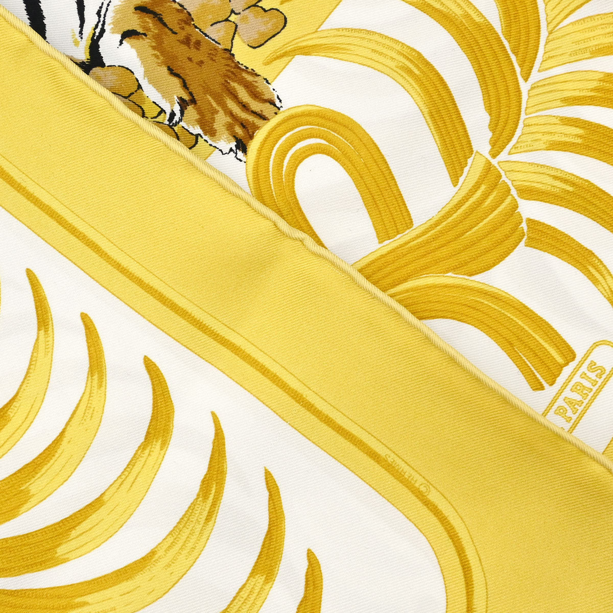 Hermes Scarf Carre 45 Tigre Royal Yellow Small Good