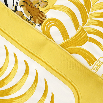 Hermes Scarf Carre 45 Tigre Royal Yellow Small Good