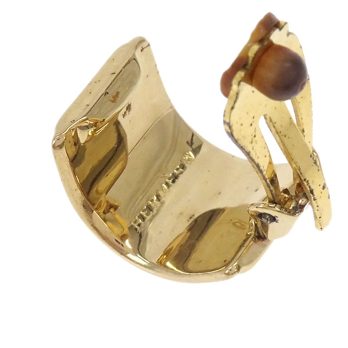 Hermes Gold Enamel Cloisonne Ware Clip-On Earrings