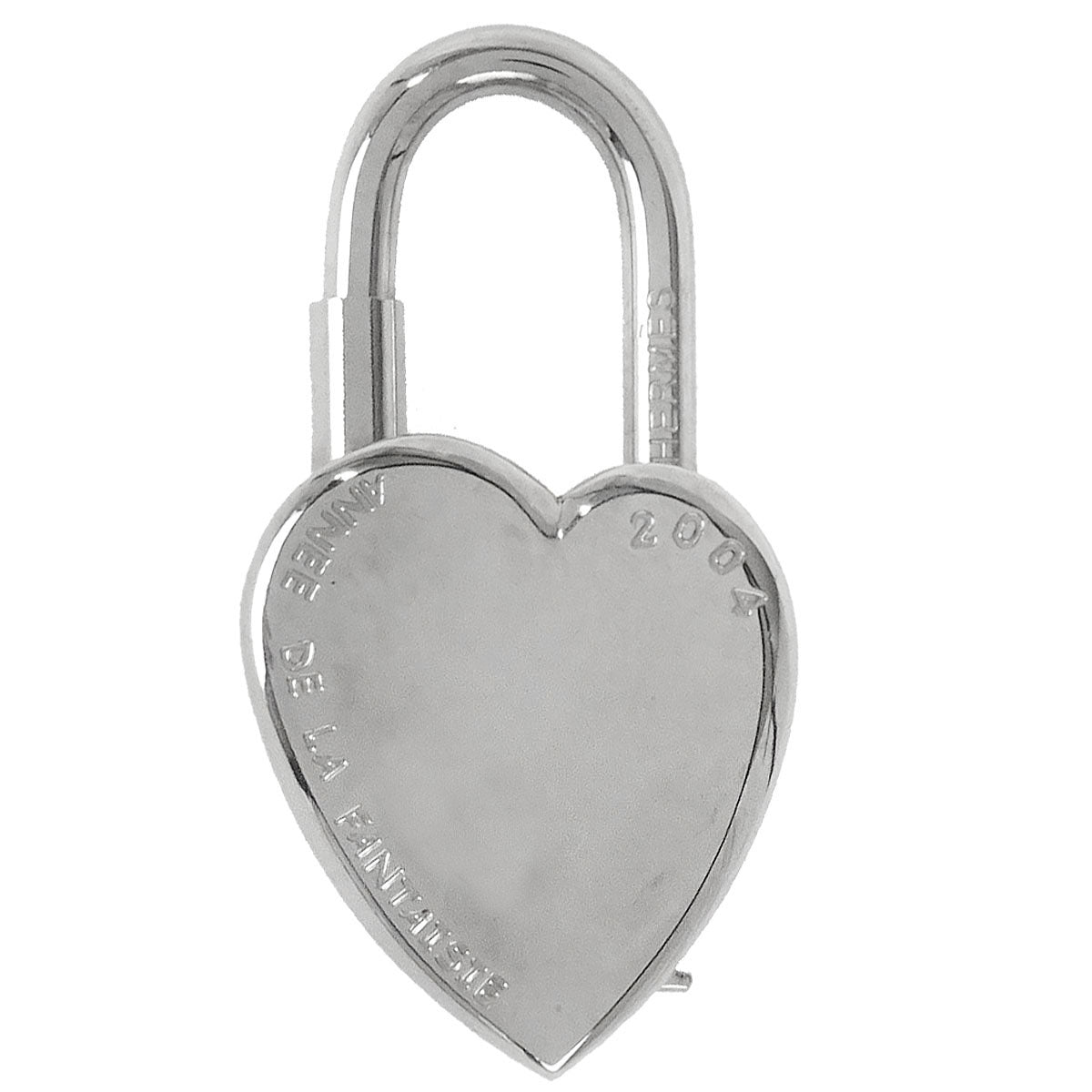 Hermes Annee De La Fantaisie Cadena Padlock Bag Charm Silver Small Good