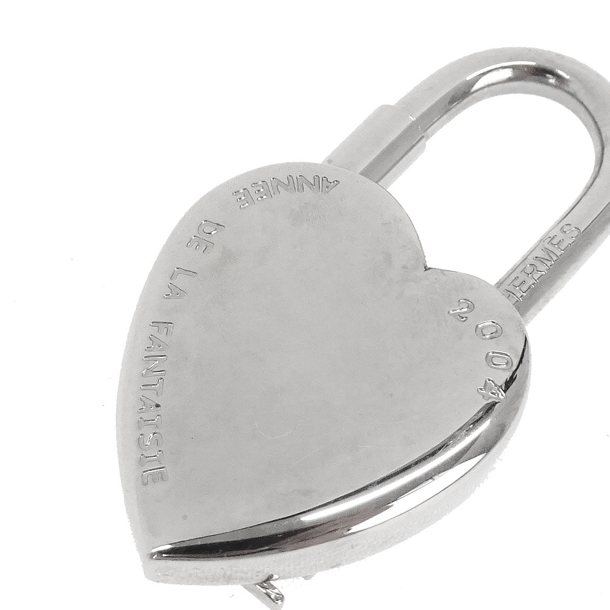 Hermes Annee De La Fantaisie Cadena Padlock Bag Charm Silver Small Good