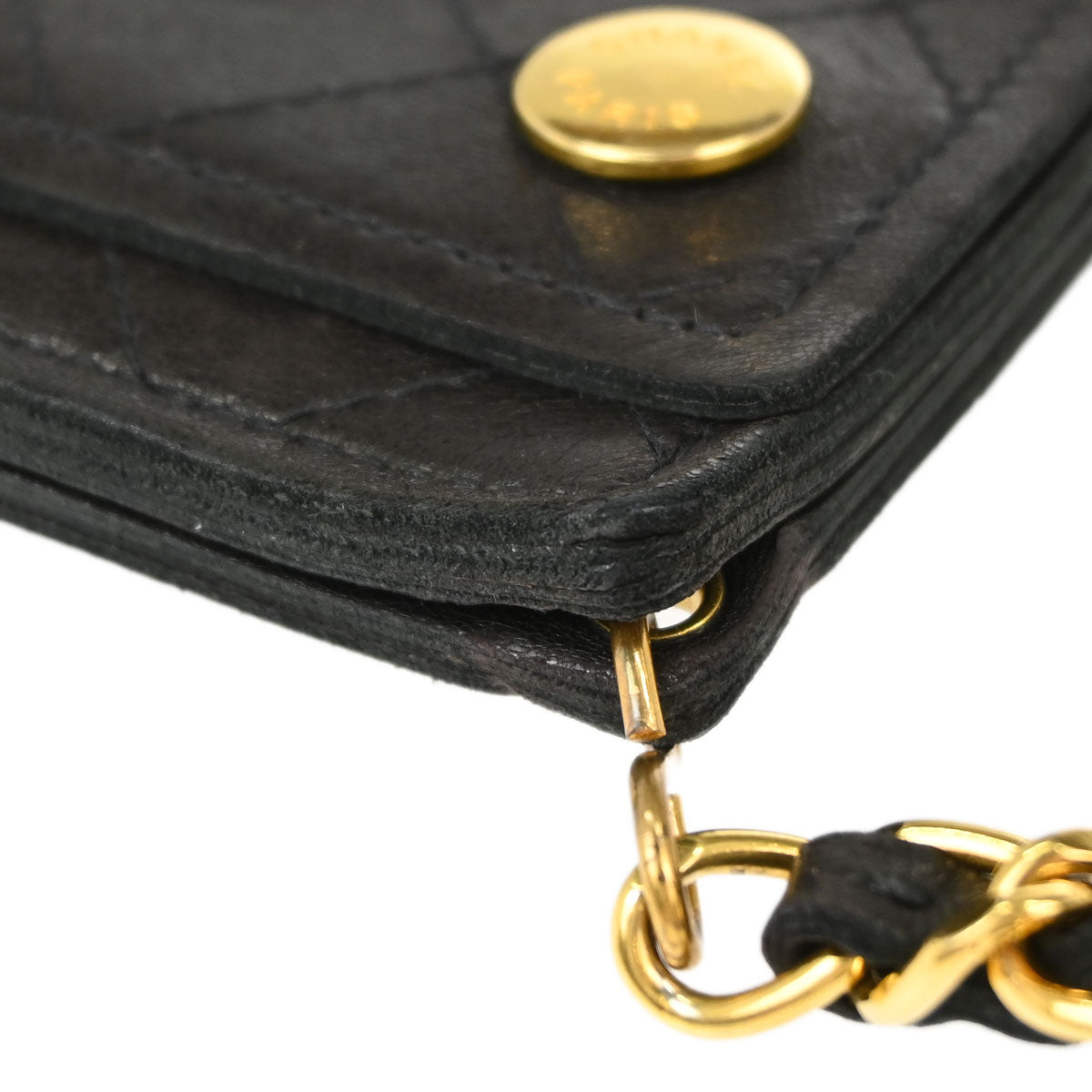 Chanel Black Lambskin Chain Strap Wallet