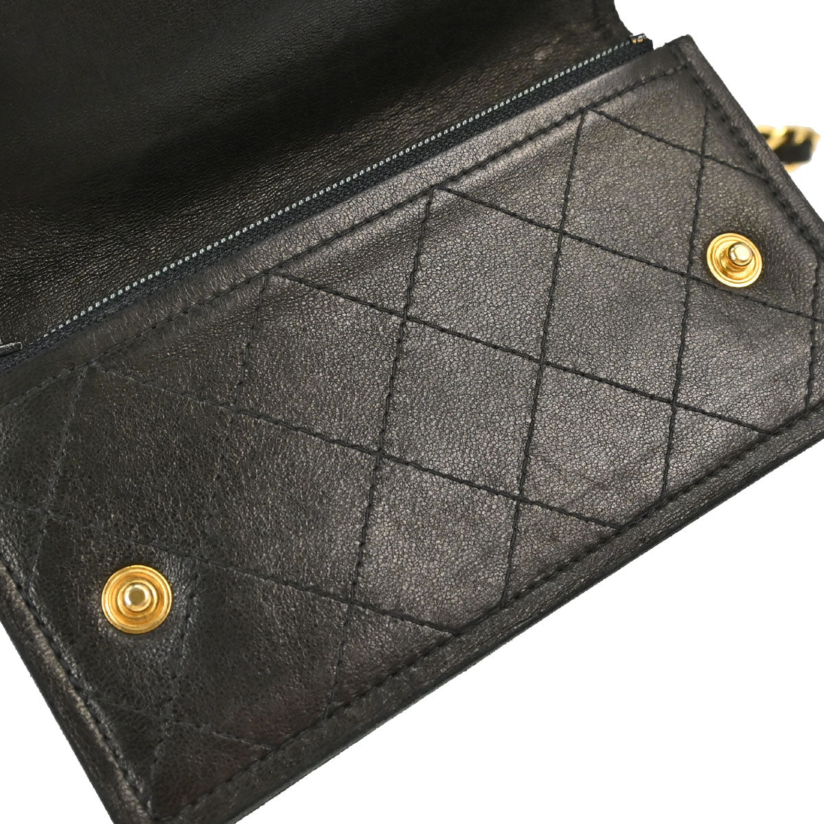 Chanel Black Lambskin Chain Strap Wallet