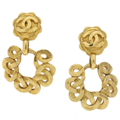 Chanel Gold CC Dangle Clip-On Earrings 97P
