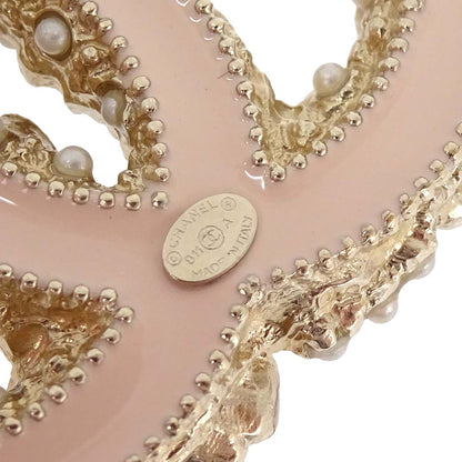 Chanel CC Flower Brooch Pin Gold Rhinestone Costume Pearl B11A