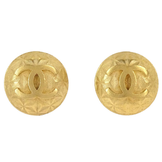 Chanel Button Clip-On Earrings Gold 95A