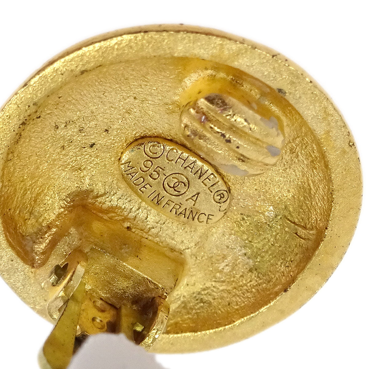 Chanel Button Clip-On Earrings Gold 95A