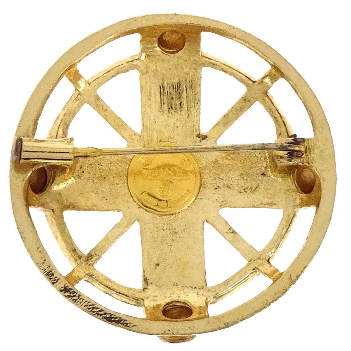 Chanel Medallion Brooch Pin Gold