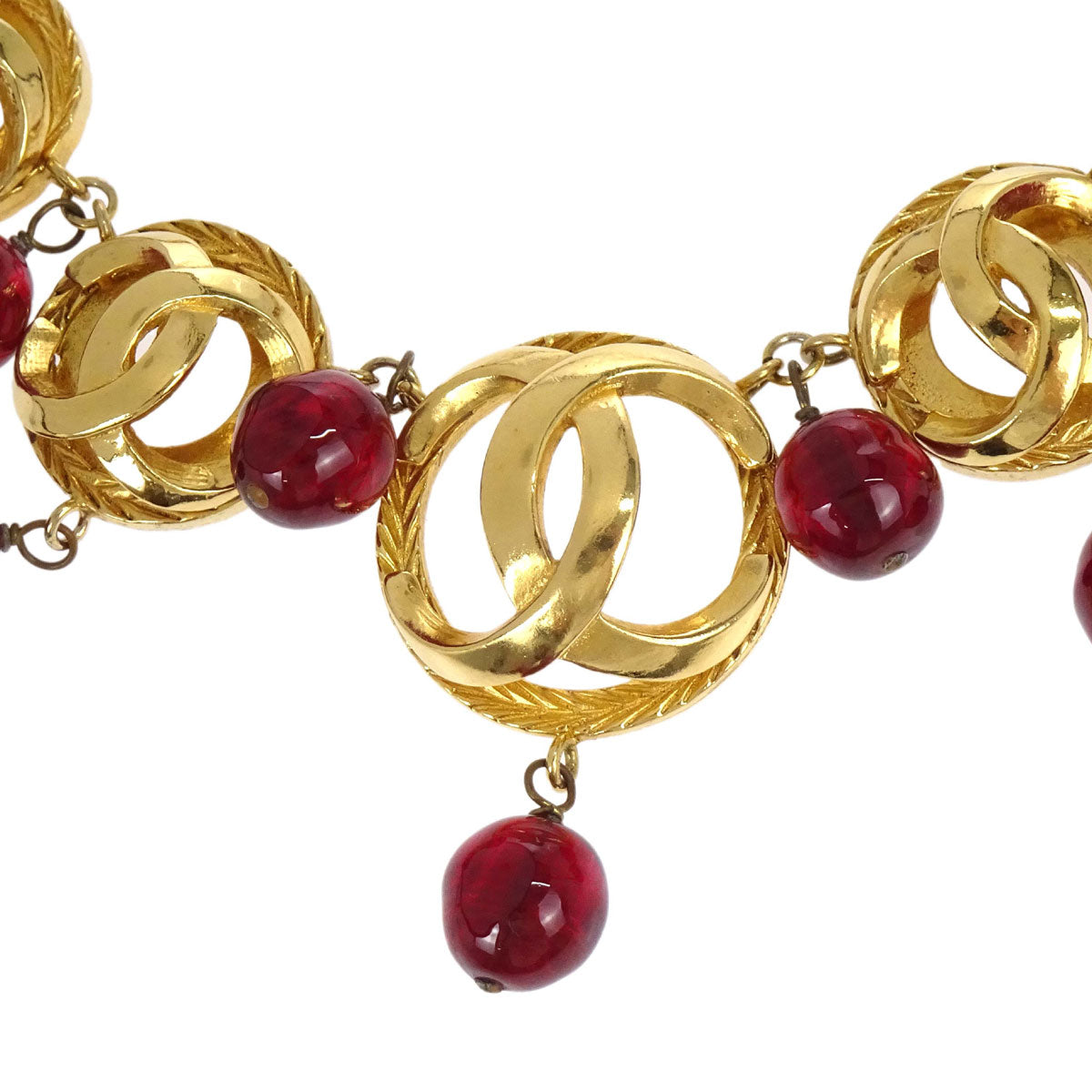 Chanel Medallion Choker Gripoix Gold Burgundy Necklace