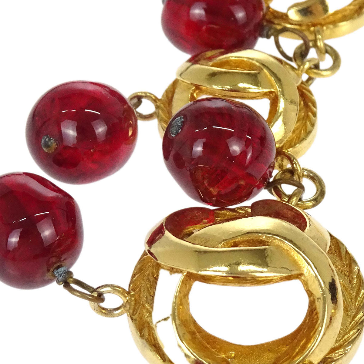 Chanel Medallion Choker Gripoix Gold Burgundy Necklace