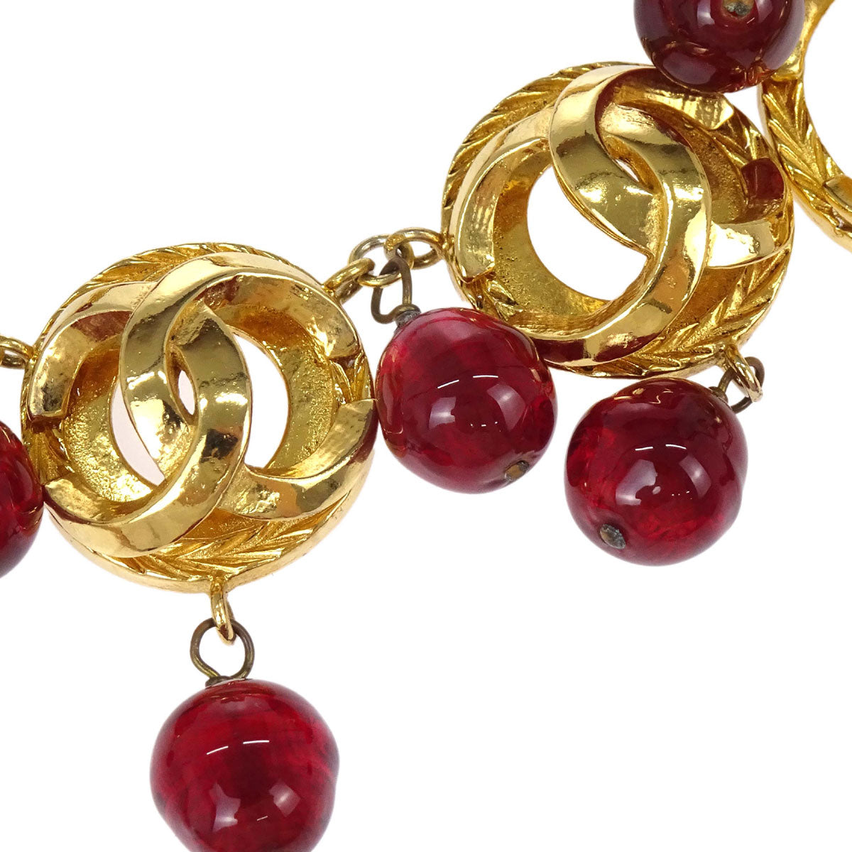 Chanel Medallion Choker Gripoix Gold Burgundy Necklace