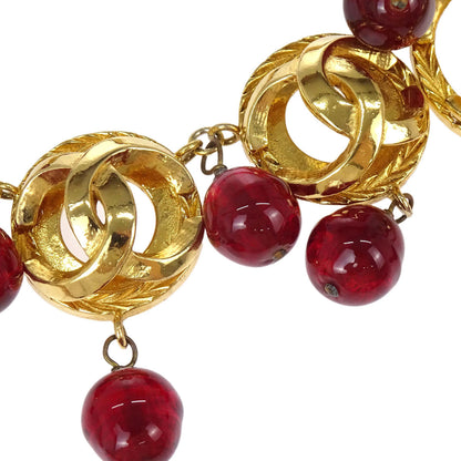 Chanel Medallion Choker Gripoix Gold Burgundy Necklace