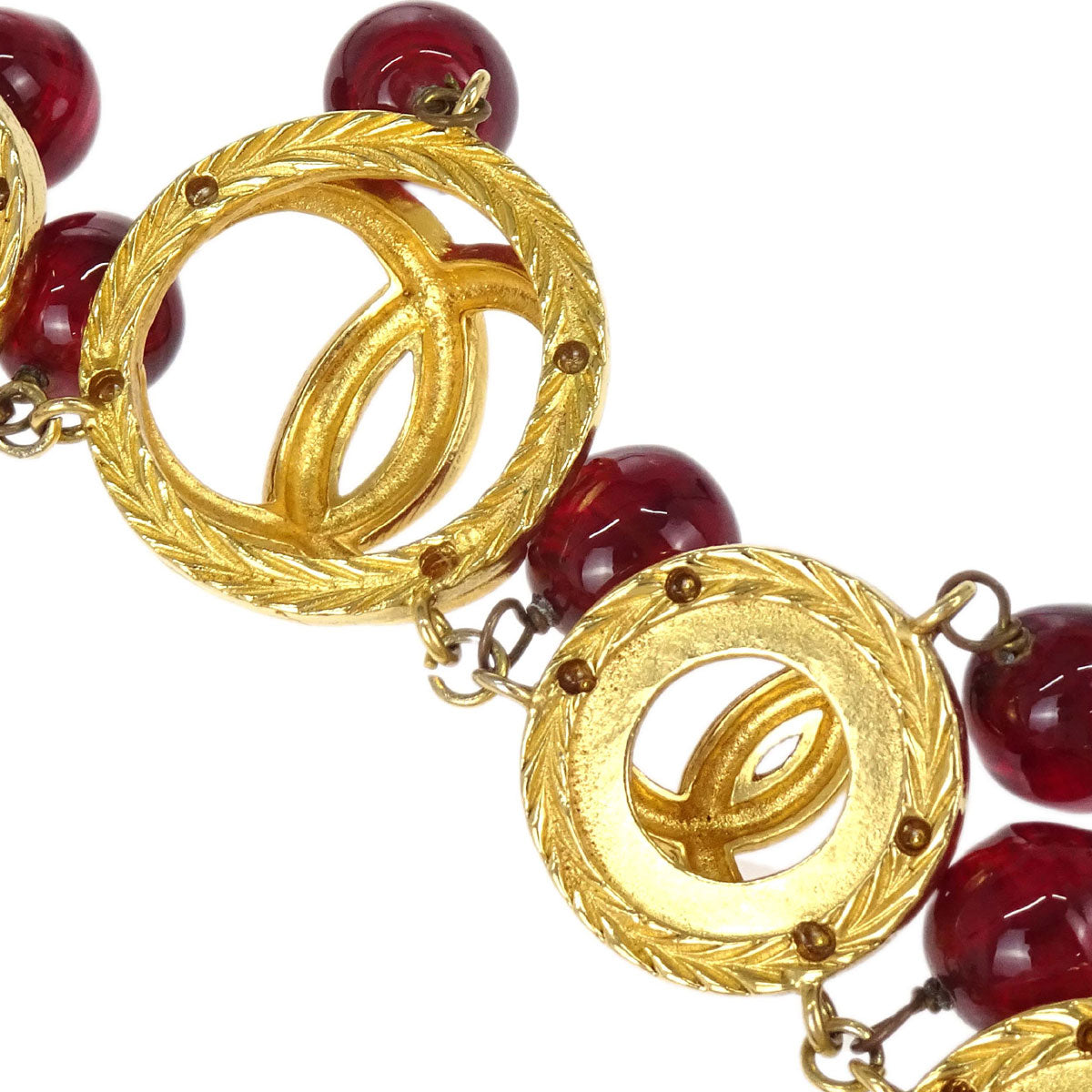 Chanel Medallion Choker Gripoix Gold Burgundy Necklace