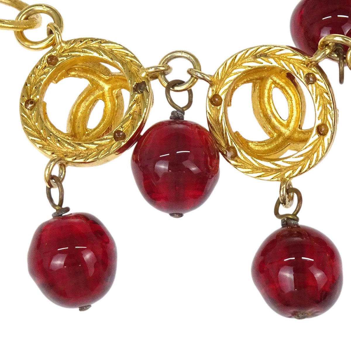Chanel Medallion Choker Gripoix Gold Burgundy Necklace