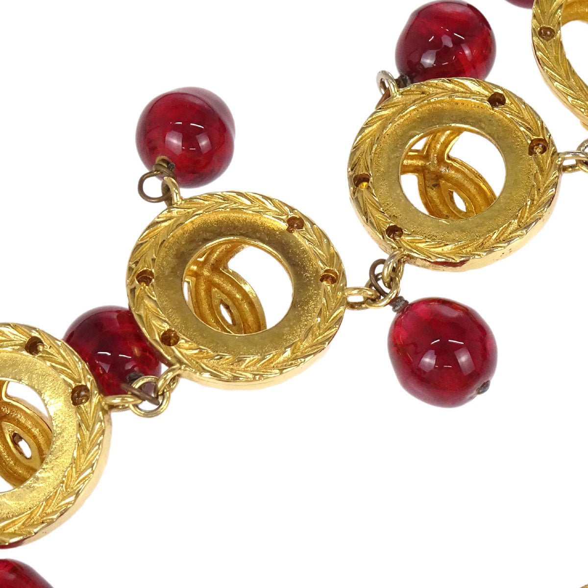 Chanel Medallion Choker Gripoix Gold Burgundy Necklace