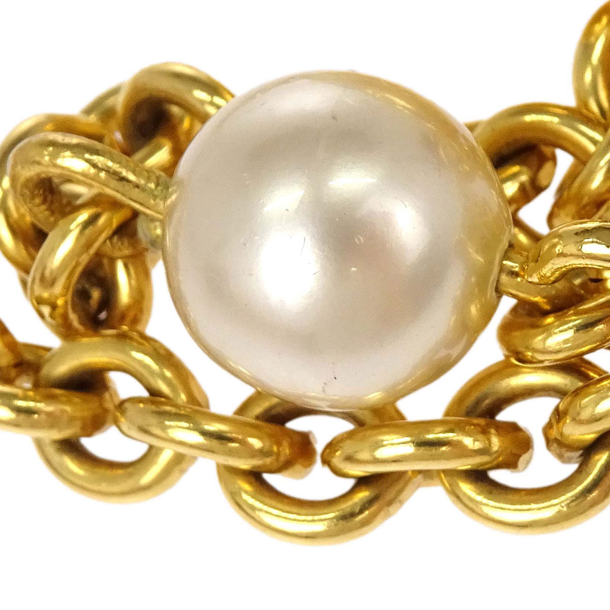 Chanel Gold Chain Costume Pearl Long Necklace