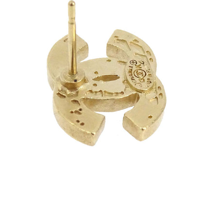 Chanel CC Pierced Earrings Gold 13K