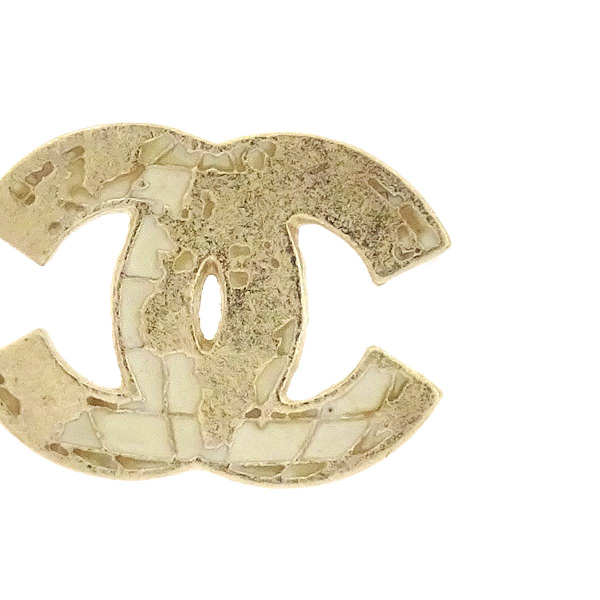 Chanel CC Pierced Earrings Gold 13K