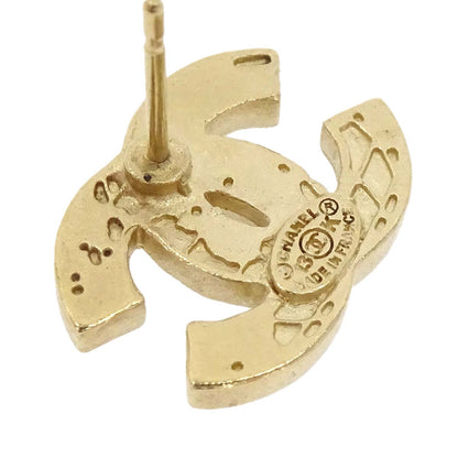 Chanel CC Pierced Earrings Gold 13K