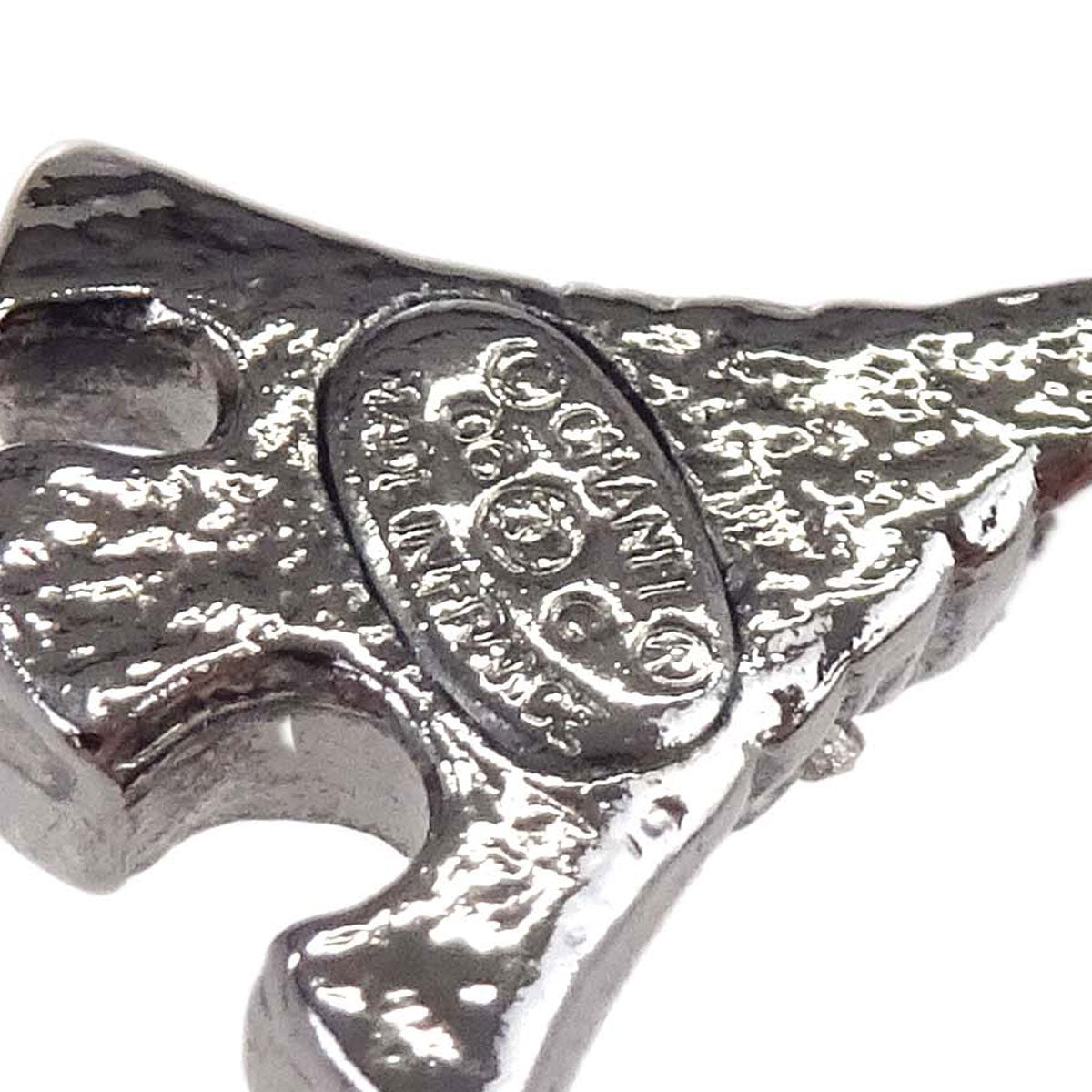 Chanel CC Dangle Eiffel Tower Pierced Earrings Silver Rhinestone 06C