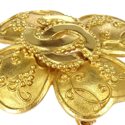 Chanel CC Clover Brooch Pin Gold 96A