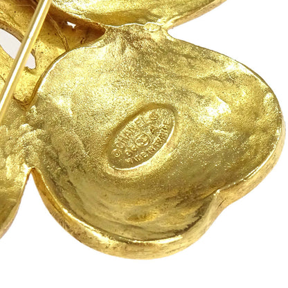 Chanel CC Clover Brooch Pin Gold 96A