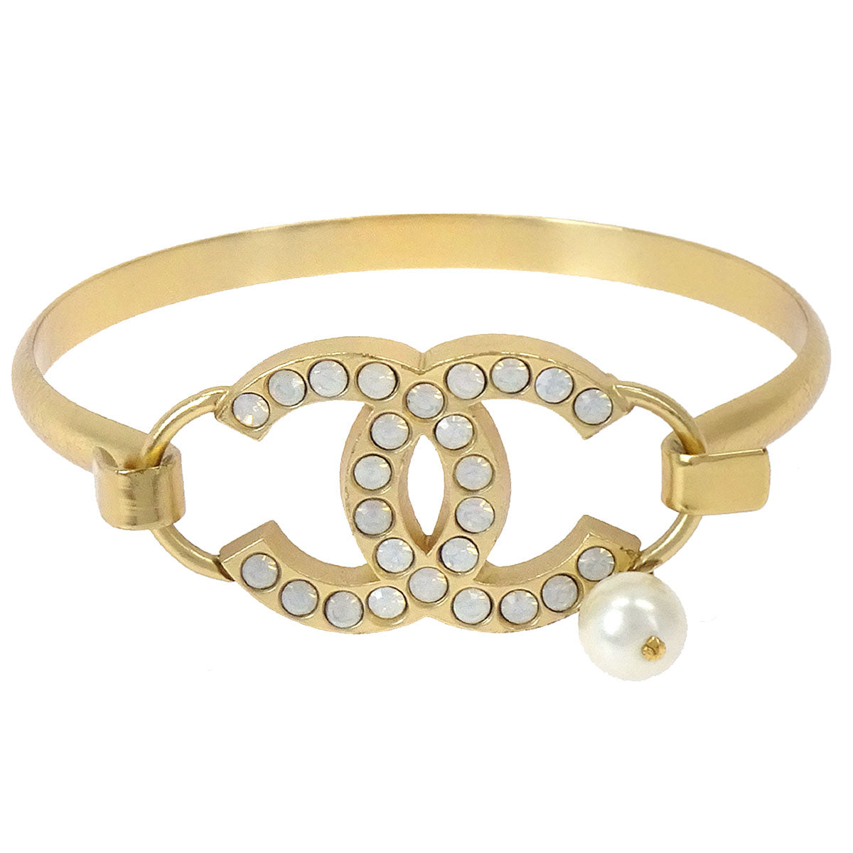 Chanel Gold CC Bangle Accessories Rhinestone Costume Pearl 02P
