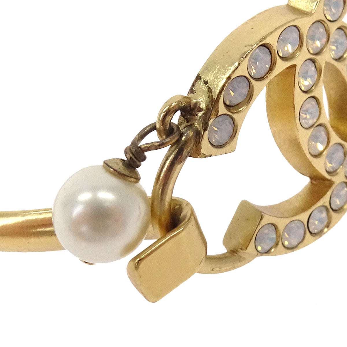 Chanel Gold CC Bangle Accessories Rhinestone Costume Pearl 02P