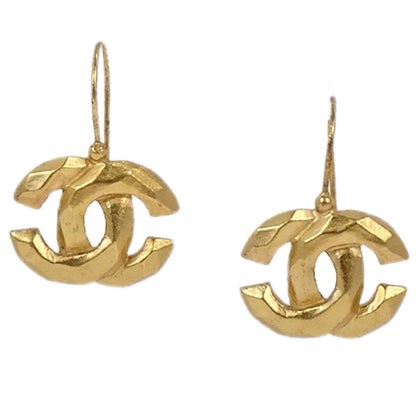 Chanel CC Dangle Pierced Earrings Gold 99P