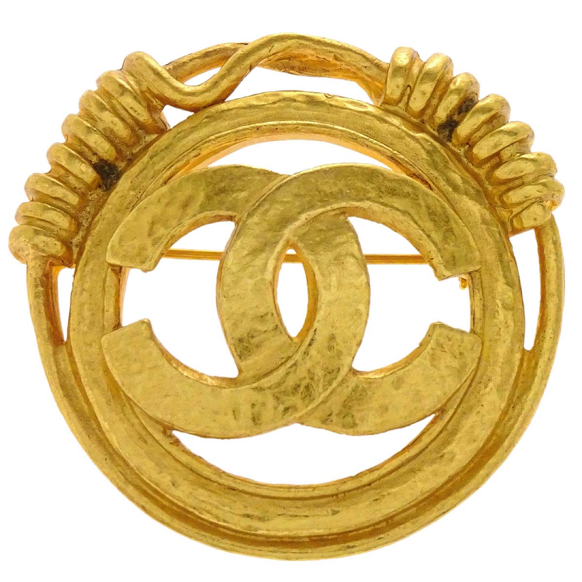 Chanel CC Medallion Brooch Pin Gold 94P