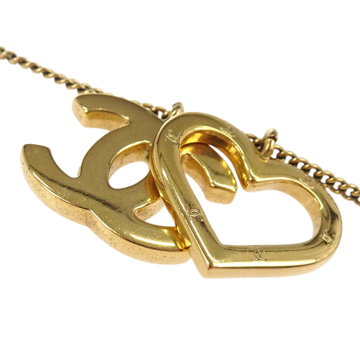 Chanel CC Heart Chain Necklace Gold 04P