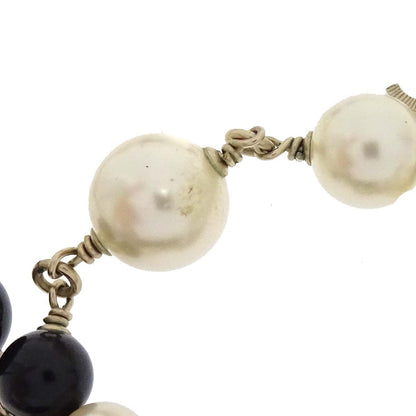 Chanel Long Chain Necklace CC Gold Black Costume Pearl B13C