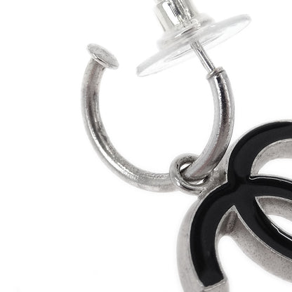 Chanel Dangle CC Pierced Earrings Silver Black 05A