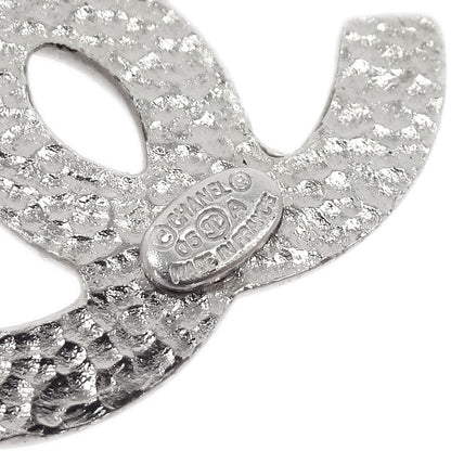 Chanel Dangle CC Pierced Earrings Silver Black 05A