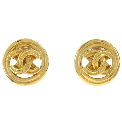 Chanel CC Button Clip-On Earrings Gold 96P