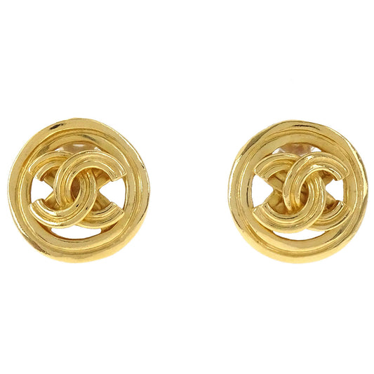 Chanel CC Button Clip-On Earrings Gold 96P