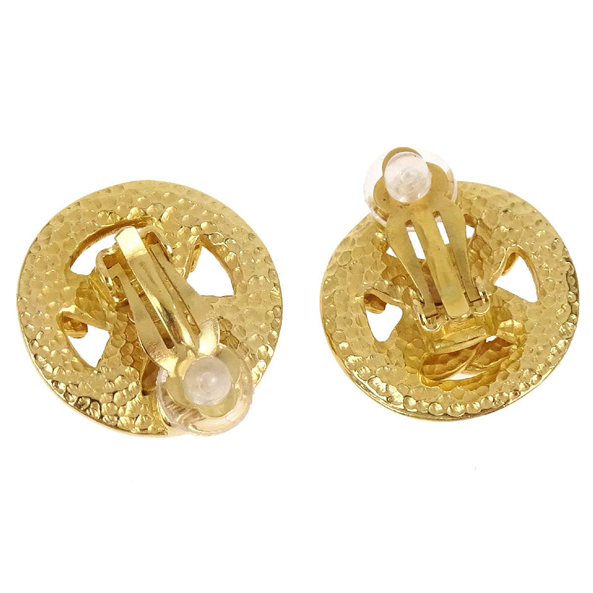 Chanel CC Button Clip-On Earrings Gold 96P