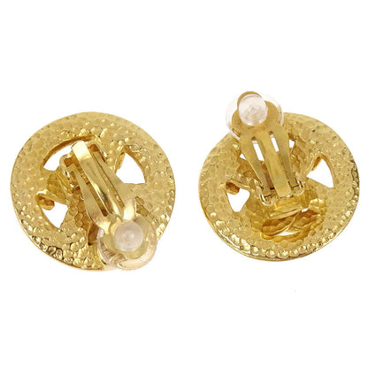 Chanel CC Button Clip-On Earrings Gold 96P